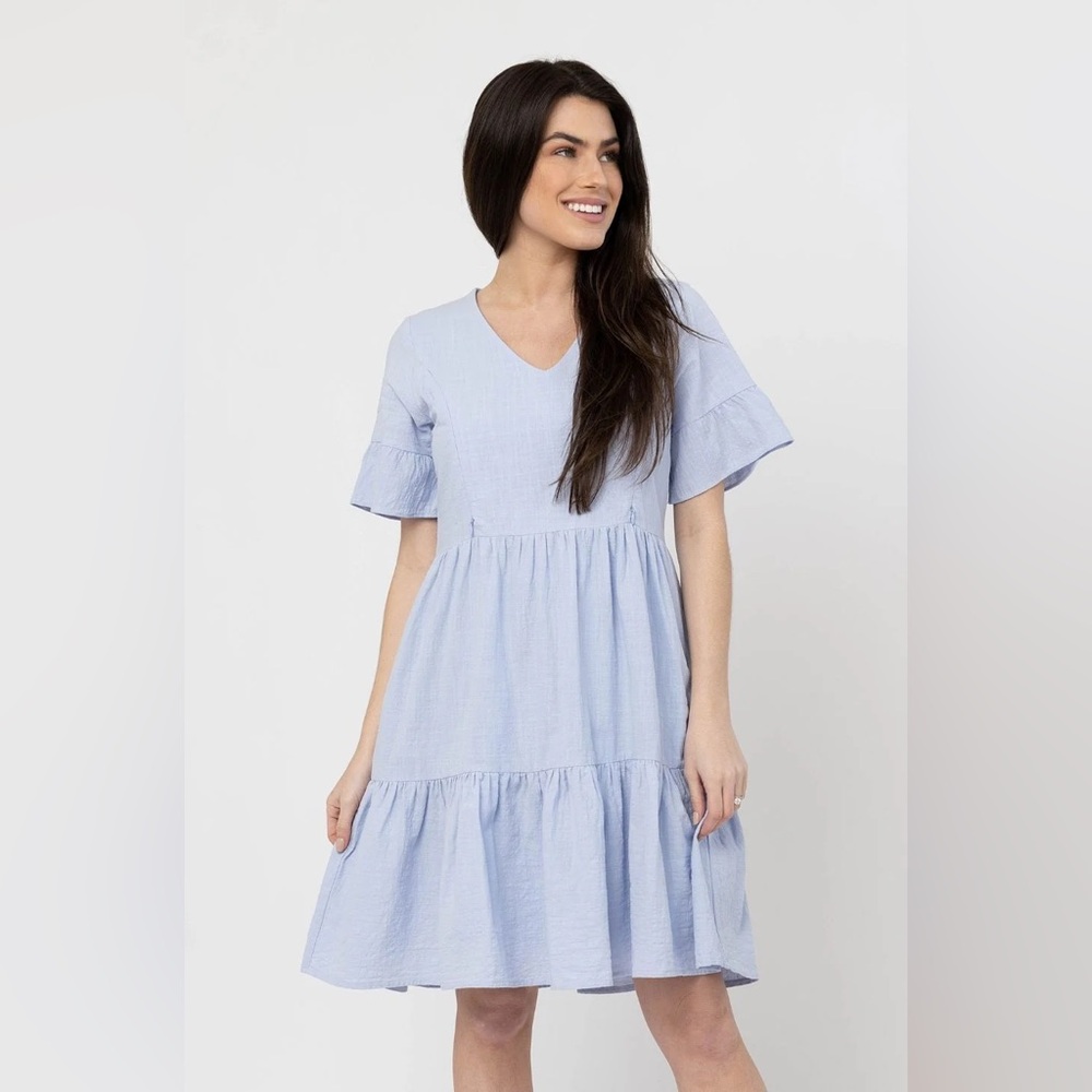 Nursing Queen NURSING DRESS WITH POCKETS - BELL SLEEVE in Periwinkle